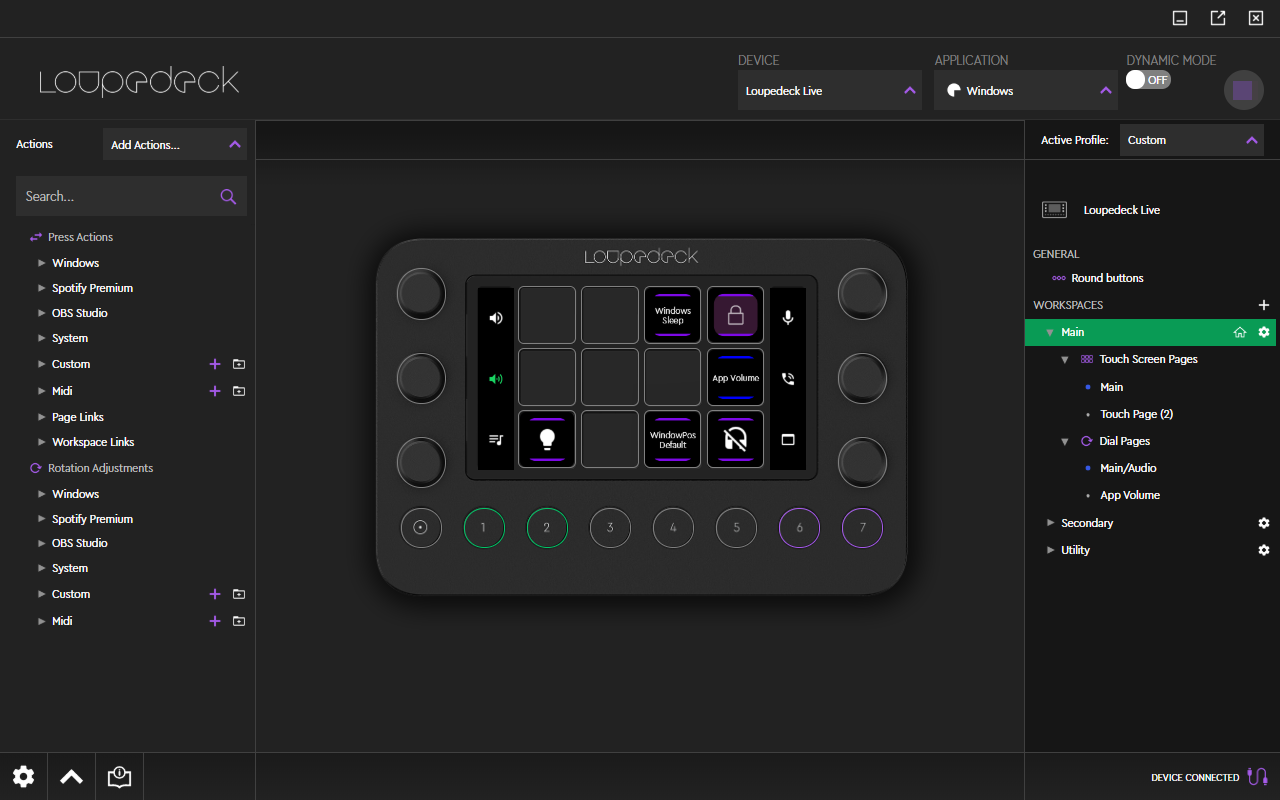 Screenshot with an overview of the software
